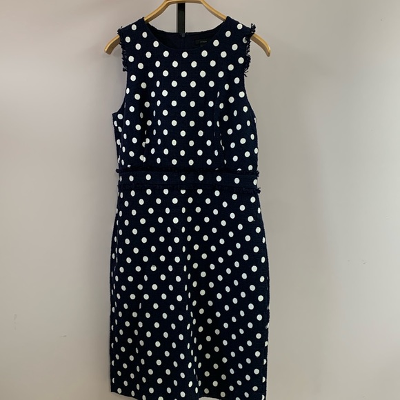 J. Crew Dresses & Skirts - J.Crew size 14 t NAVY BLUE WHITE polkadot